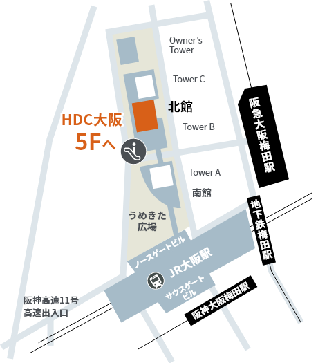 HDC大阪への地図