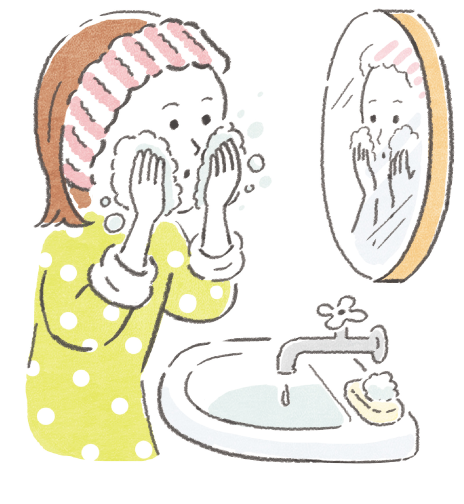 洗顔をするイラスト