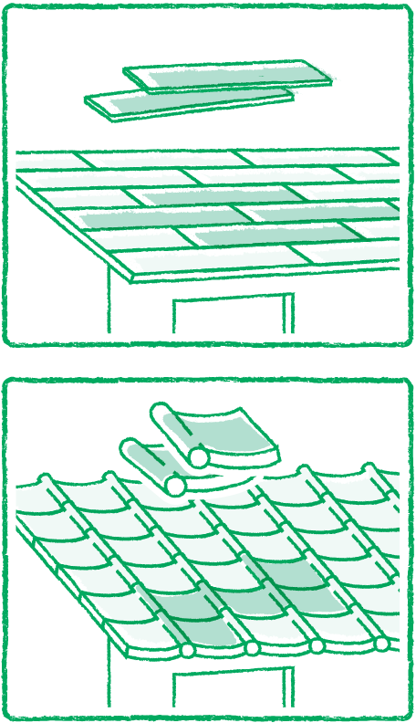 スレートと瓦のイラスト